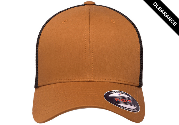 Clearance - Flexfit 6511 Mesh Trucker Cap | Caramel/ Black