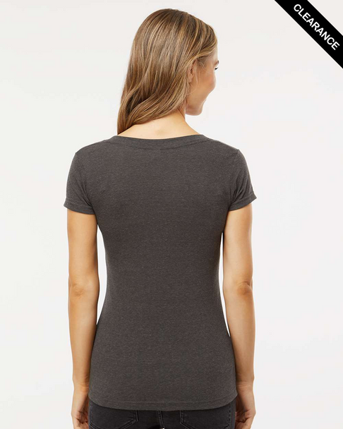 Clearance - M&O 3542 Women's Fine Blend V-Neck T-shirt | Heather Graphite