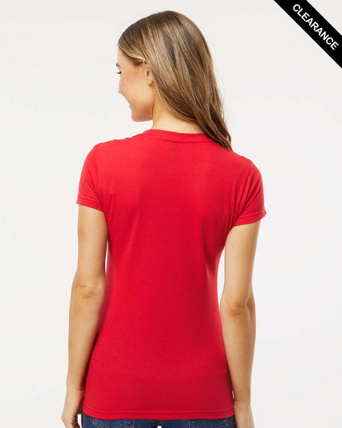 Clearance - M&O 3542 Women's Fine Blend V-Neck T-shirt | Red