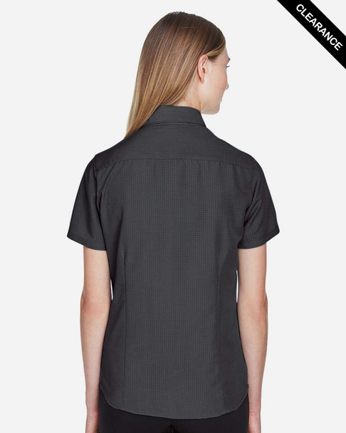 Clearance - Harriton M560W Women's Barbados Textured Camp Shirt | Black