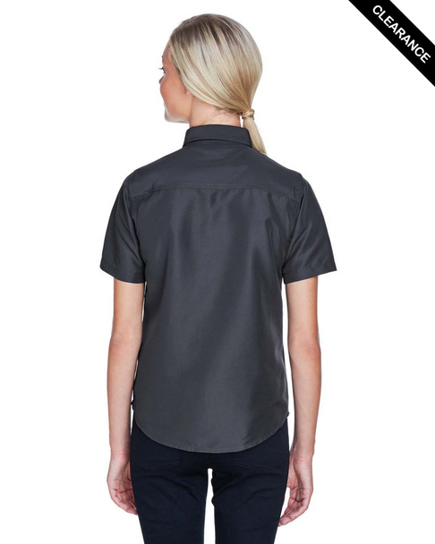 Clearance - Harriton M580W Ladies' Key West Short-Sleeve Performance Staff Shirt | Dark Charcoal