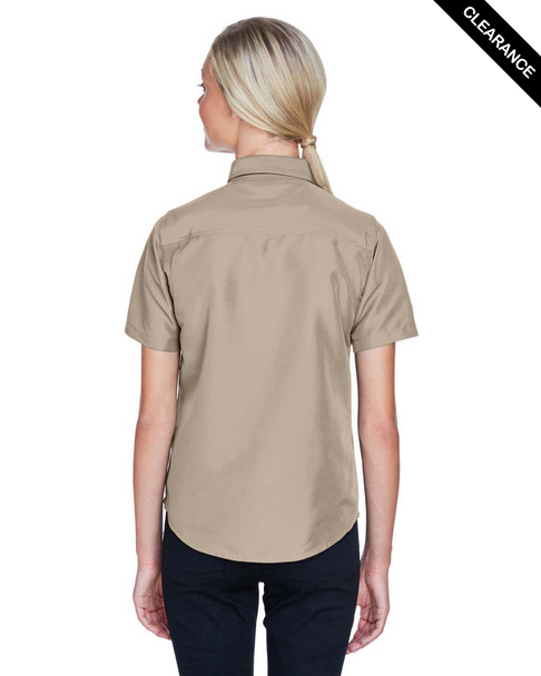 Clearance - Harriton M580W Ladies' Key West Short-Sleeve Performance Staff Shirt | Khaki