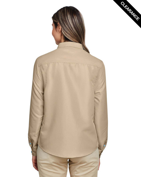 Clearance - Harriton M580LW Ladies' Key West Long-Sleeve Performance Staff Shirt | Khaki