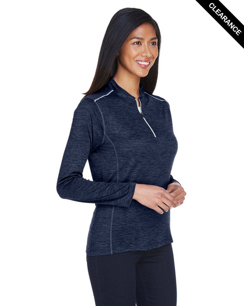 Clearance - Core365 CE401W Ladies' Kinetic Performance Quarter-Zip Shirt | Classic Navy/ Carbon
