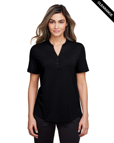 Clearance - North End NE100W Ladies' Jaq Snap-Up Stretch Performance Polo | Black