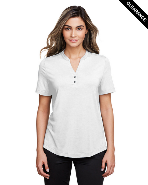 Clearance - North End NE100W Ladies' Jaq Snap-Up Stretch Performance Polo | White