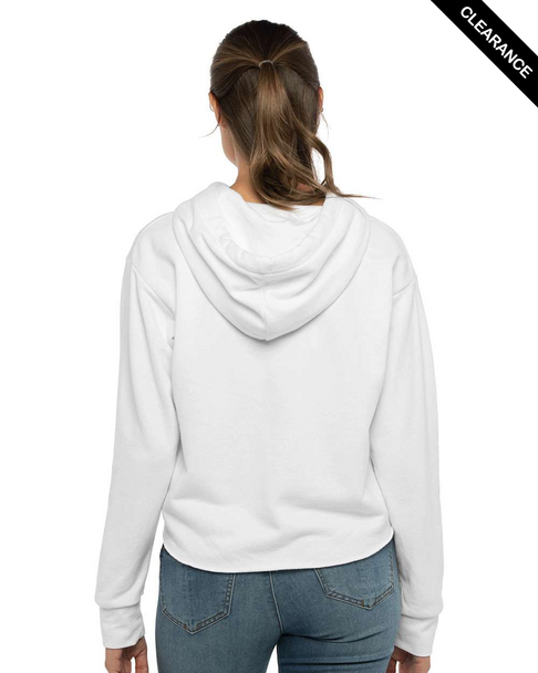 Clearance - Next Level 9384 Ladies' Cropped Pullover Hooded Sweatshirt | White