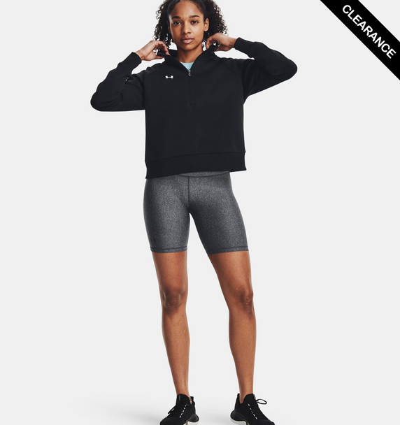 Clearance - Under Armour 1379492 Ladies' Rival Fleece Quarter-Zip | Black/White