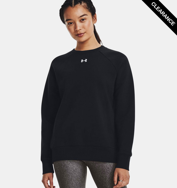Clearance - Under Armour 1379508 Ladies' Rival Fleece Sweatshirt | Black/White