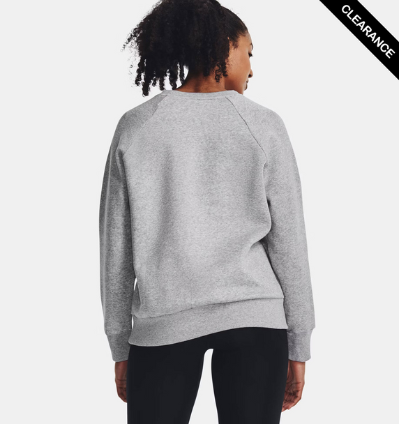 Clearance - Under Armour 1379508 Ladies' Rival Fleece Sweatshirt | Mod Grey Light Heather / White