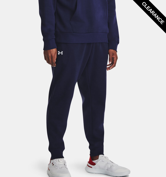 Clearance - Under Armour 1379774 Men's Rival Fleece Sweatpant | Midnight Navy/White