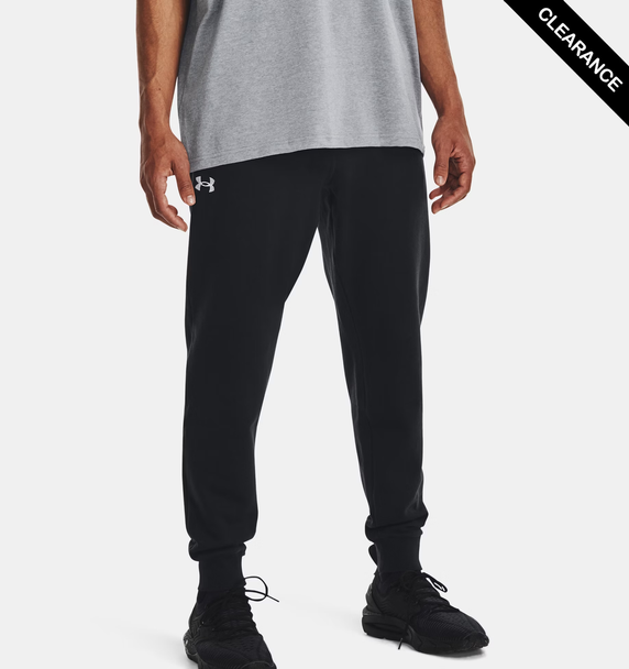 Clearance - Under Armour 1379774 Men's Rival Fleece Sweatpant | Black/White
