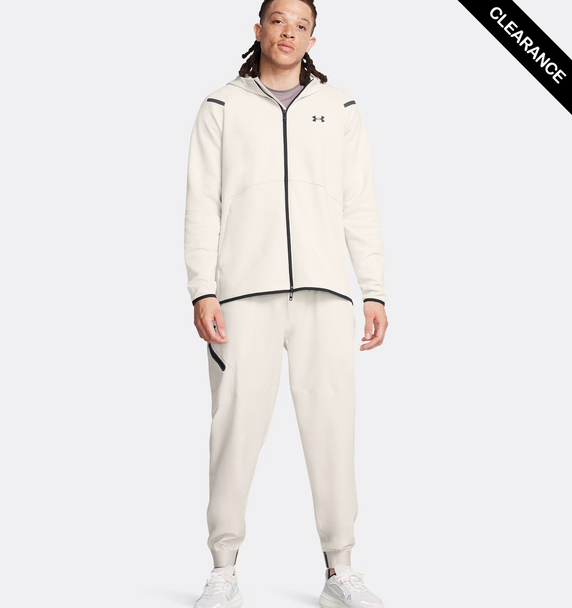 Clearance - Under Armour 1379806 Men's Unstoppable Fleece Full-Zip | Summit White/ Black