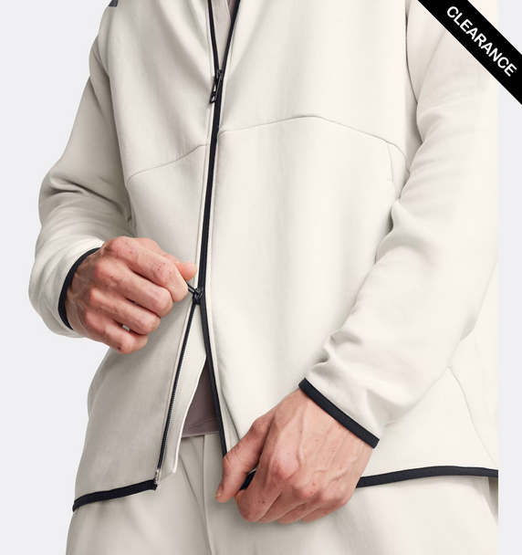 Clearance - Under Armour 1379806 Men's Unstoppable Fleece Full-Zip | Summit White/ Black