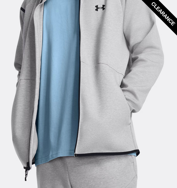 Clearance - Under Armour 1379806 Men's Unstoppable Fleece Full-Zip | Mod Grey/ Black