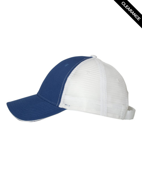 Clearance - Valucap S102 Sandwich Trucker Cap | Royal/ White