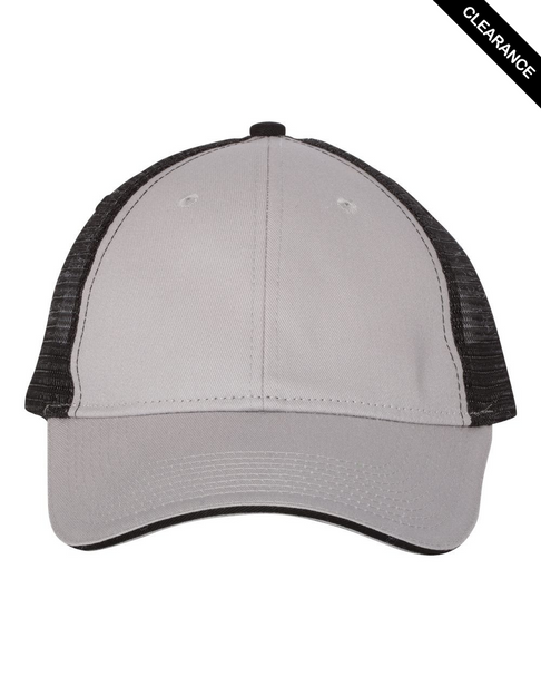Clearance - Valucap S102 Sandwich Trucker Cap | Grey/ Black
