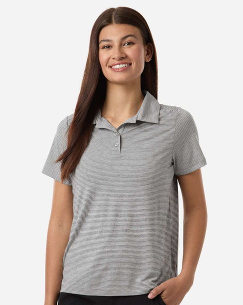 Team 365 TT125W Women's Relay Heathered Stripe Polo | Athletic Heather/ White
