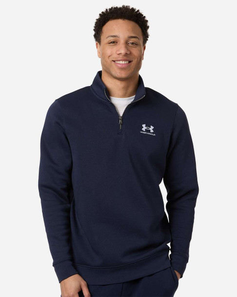 Under Armour 6012710 Men's Icon Fleece Quarter-Zip Pullover | Midnight Navy/ White