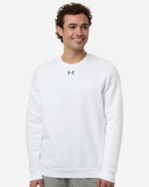 Under Armour 6014160 Men's Team Icon Fleece Crew | White/ Pitch Grey Medium Heather