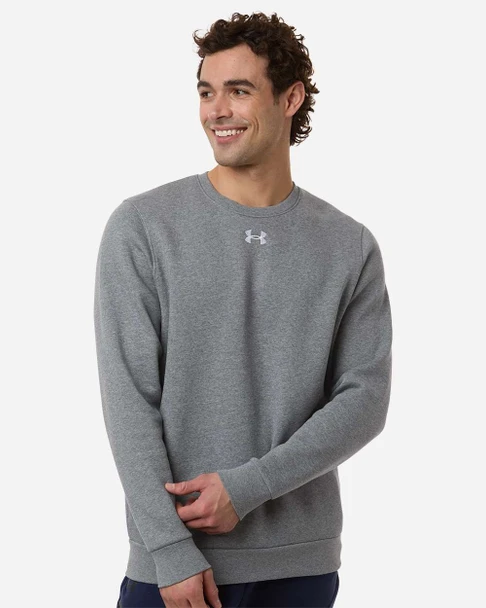 Under Armour 6014160 Men's Team Icon Fleece Crew | Pitch Grey Medium Heather/ White