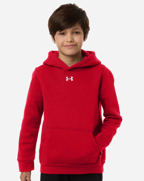 Under Armour 6014162 Youth Team Icon Fleece Hooded Sweatshirt | Red/ White