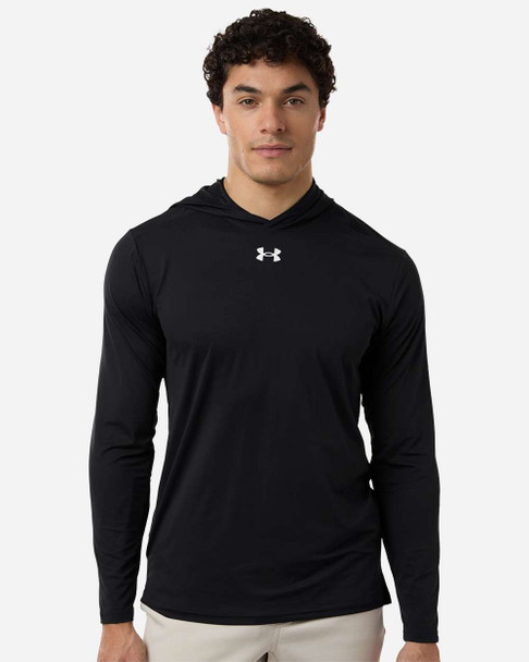 Under Armour 6014164 Men's Team Vanish Hooded Long Sleeve T-Shirt | Black/ White