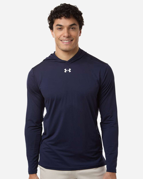 Under Armour 6014164 Men's Team Vanish Hooded Long Sleeve T-Shirt | Midnight Navy/ White