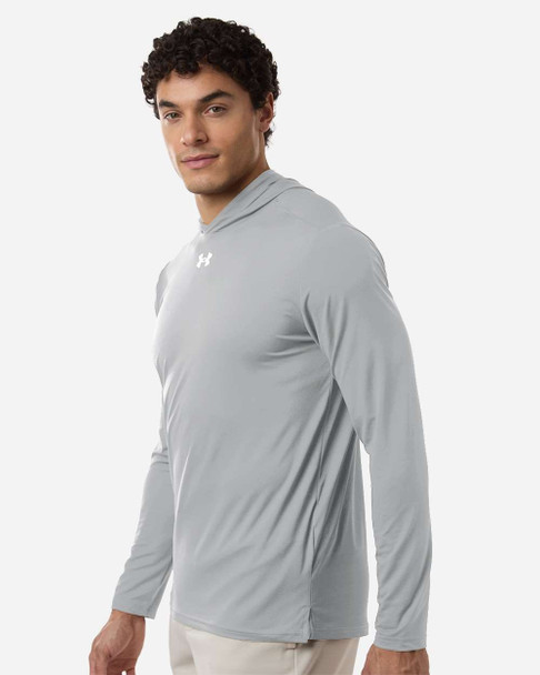 Under Armour 6014164 Men's Team Vanish Hooded Long Sleeve T-Shirt | Mod Grey/ White