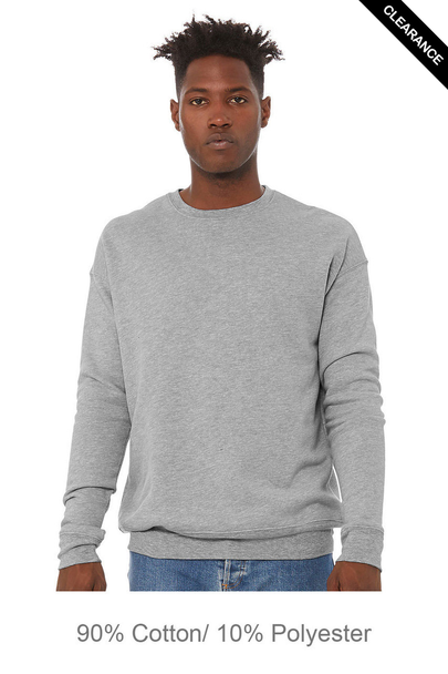 Clearance - Bella+Canvas 3945 Unisex Sponge Fleece Drop Shoulder Crewneck Sweatshirt | Athletic Heather
