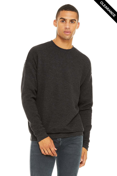 Clearance - Bella+Canvas 3945 Unisex Sponge Fleece Drop Shoulder Crewneck Sweatshirt | Dark Grey Heather