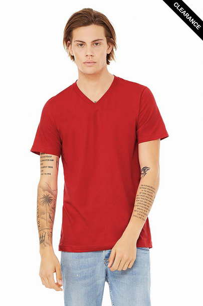 Clearance - Bella+Canvas 3005 Unisex Jersey V-Neck Short Sleeve Tee | Red