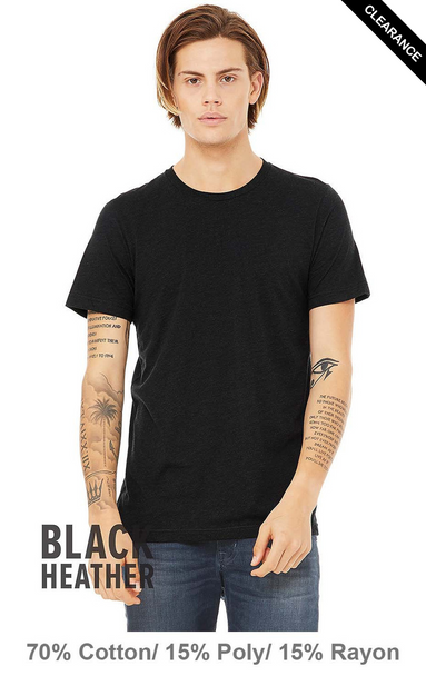 Clearance - Bella+Canvas 3413 Tri-Blend Short Sleeve | Black Heather Triblend