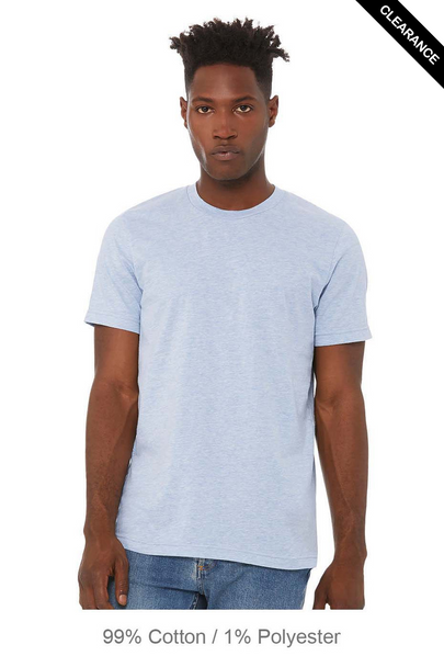 Clearance - Bella+Canvas 3001CVC Jersey Short Sleeve Tee | Heather Prism Blue