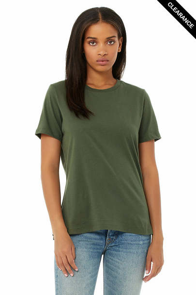 Clearance - Bella+Canvas 6400 Women’s Relaxed Jersey Short Sleeve Tee | Military Green