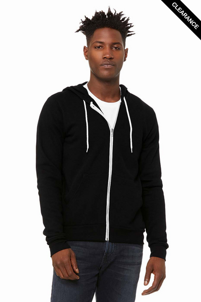 Clearance - Bella+Canvas 3739  Unisex Sponge Fleece Full-Zip Hoodie | DTG Black