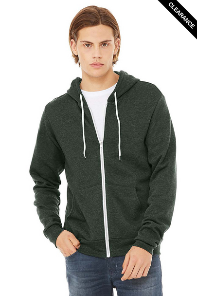 Clearance - Bella+Canvas 3739  Unisex Sponge Fleece Full-Zip Hoodie | Heather Forest