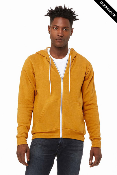 Clearance - Bella+Canvas 3739  Unisex Sponge Fleece Full-Zip Hoodie | Heather Mustard