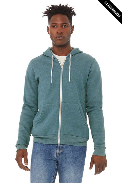 Clearance - Bella+Canvas 3739  Unisex Sponge Fleece Full-Zip Hoodie | Heather Deep Teal