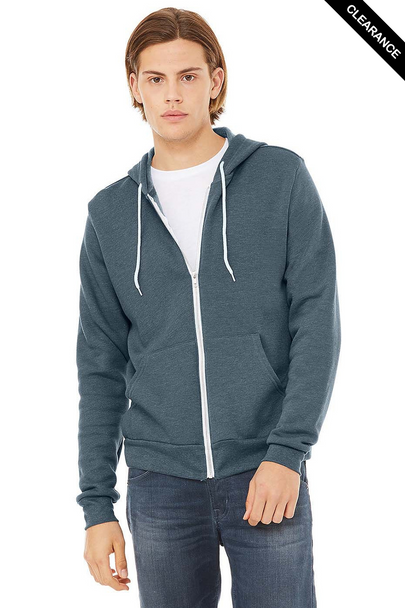 Clearance - Bella+Canvas 3739  Unisex Sponge Fleece Full-Zip Hoodie | Heather Slate