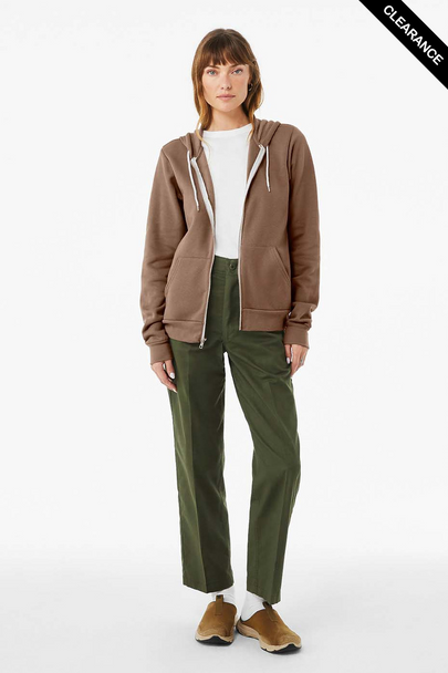 Clearance - Bella+Canvas 3739  Unisex Sponge Fleece Full-Zip Hoodie | Vintage Brown