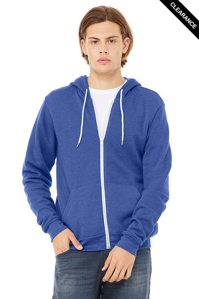 Clearance - Bella+Canvas 3739  Unisex Sponge Fleece Full-Zip Hoodie | Heather True Royal