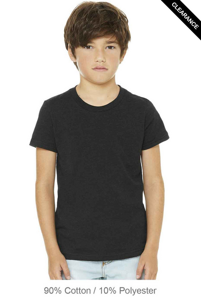 Clearance - Bella+Canvas 3001YCVC Youth Jersey Short Sleeve Tee | Black Heather
