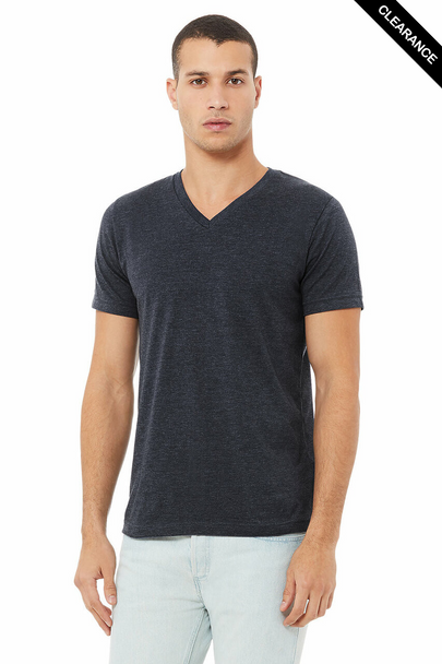Clearance - Bella+Canvas 3005CVC Unisex Heather CVC V-Neck Short Sleeve Tee | Heather Navy