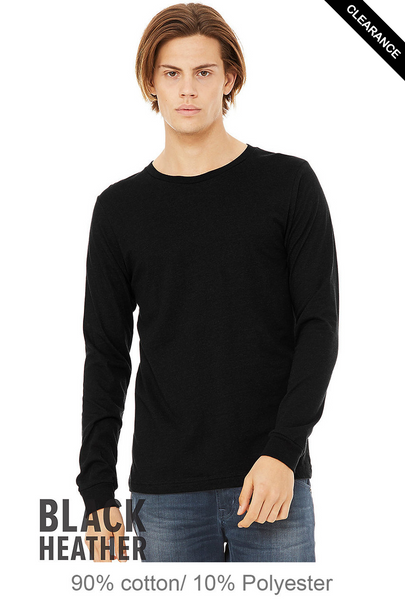 Clearance - Bella+Canvas 3501CVC Unisex Heather CVC Long Sleeve Tee | Black Heather