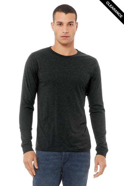 Clearance - BELLA + CANVAS 3513 Unisex Triblend Long Sleeve Tee  | Charcoal Black Triblend