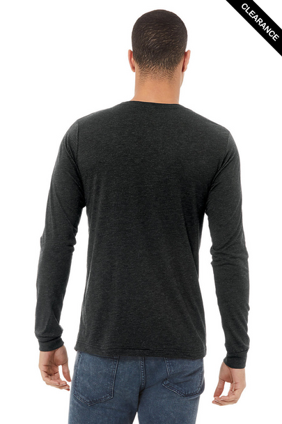 Clearance - BELLA + CANVAS 3513 Unisex Triblend Long Sleeve Tee  | Charcoal Black Triblend
