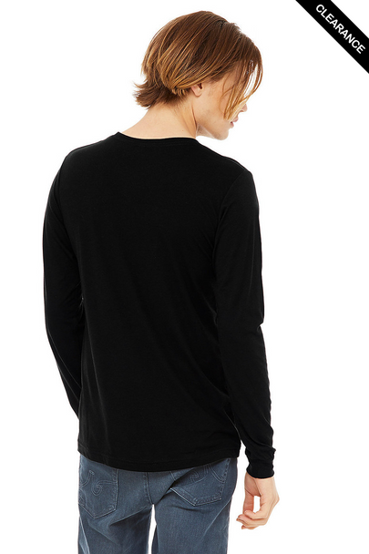 Clearance - BELLA + CANVAS 3513 Unisex Triblend Long Sleeve Tee  | Solid Black Triblend