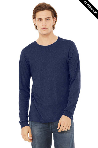 Clearance - BELLA + CANVAS 3513 Unisex Triblend Long Sleeve Tee  | Navy Triblend
