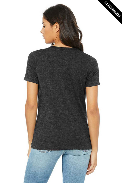Clearance - Bella+Canvas 6405CVC Women's Relaxed Heather V-Neck Short Sleeve Tee | Dark Grey Heather